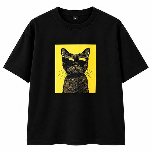 Black Oversize T-shirt - Cool Cat